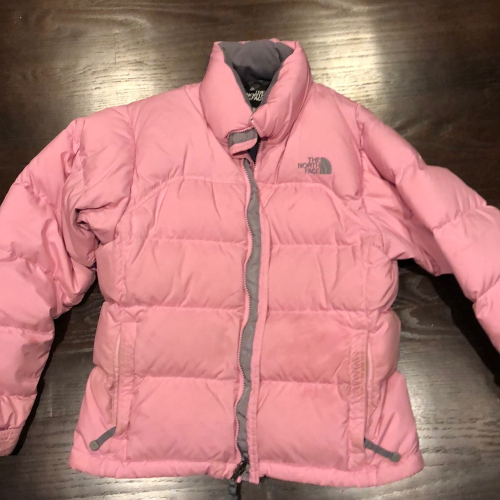 Pink north face winter coat